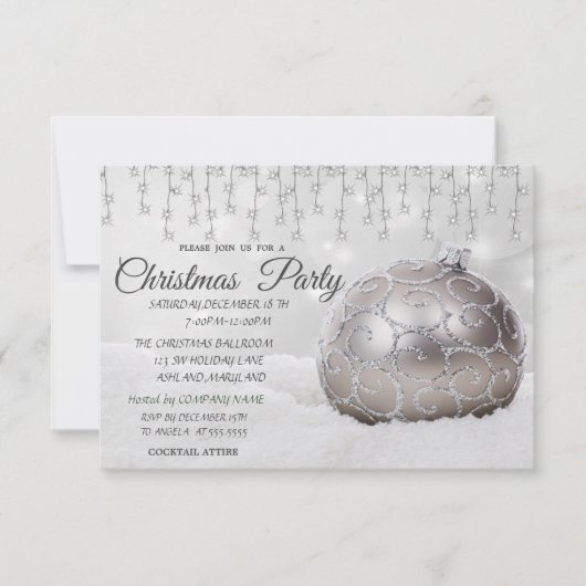 Witte kerstbal, lichte kerst van het Bedrijf Kaart (Voorkant)