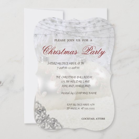 Witte Kerstballen Bedrijfs Kerstfeest Kaart (Voorkant)