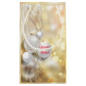 Witte Kerstballen en gouden bellen Klein Cadeauzakje (Achterkant)