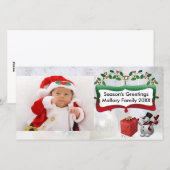 Witte Kerstballen, Sneeuwman, Bomen, Hulst Feestdagenkaart (Voorkant / Achterkant)