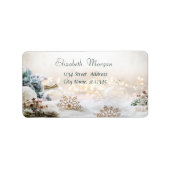 Witte kerstballen, sneeuwvlokken etiket (Voorkant)