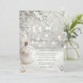 Witte Kerstballen, Snowflakes Bedrijfsfeest Kaart (Staand voorkant)