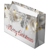 Witte kerstballen Snowflakes String Lights Groot Cadeauzakje (Voorkant Gekanteld)