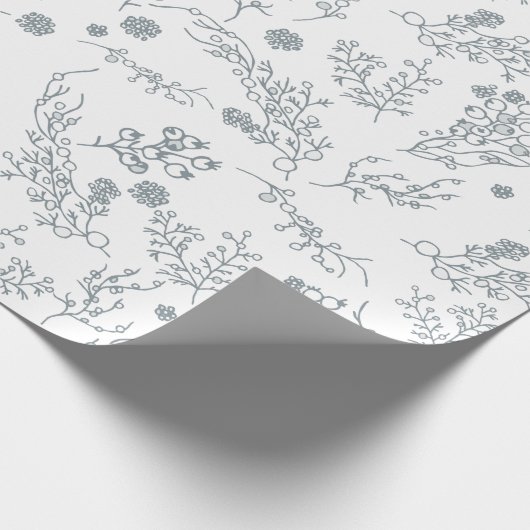Witte kerstbessen cadeaupapier (Hoek)