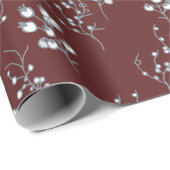 Witte kerstbessen patroon op fluwelen rood cadeaupapier (Rol Hoek)