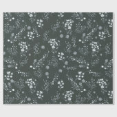 Witte kerstbessen patroon op velvet groen cadeaupapier (Vlak)