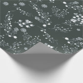 Witte kerstbessen patroon op velvet groen cadeaupapier (Hoek)