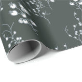 Witte kerstbessen patroon op velvet groen cadeaupapier (Rol Hoek)