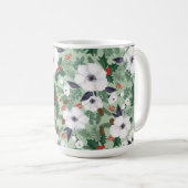 Witte kerstbloemen en rode bessen koffiemok (Voorkant rechts)