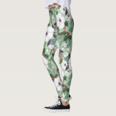 Witte kerstbloemen en rode bessen leggings (Links)