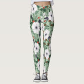 Witte kerstbloemen en rode bessen leggings (Voorkant)