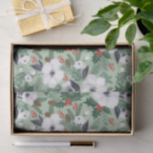 Witte kerstbloemen en rode bessen tissuepapier (Geschenk)