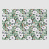 Witte kerstbloemen en rode bessen tissuepapier (Voorkant)