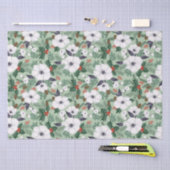 Witte kerstbloemen en rode bessen tissuepapier (Craft)