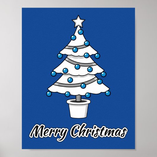 Witte kerstbomen Blauwe Decoraties - Droge Kerstmi (Voorkant)