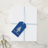 Witte kerstbomen Blauwe Decoraties - Droge Kerstmi Cadeaulabel (Met Touw)