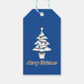 Witte kerstbomen Blauwe Decoraties - Droge Kerstmi Cadeaulabel (Achterkant)