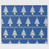 Witte kerstbomen Blauwe Decoraties - Droge Kerstmi Cadeaupapier (Vlak)