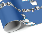 Witte kerstbomen Blauwe Decoraties - Droge Kerstmi Cadeaupapier (Rol Hoek)