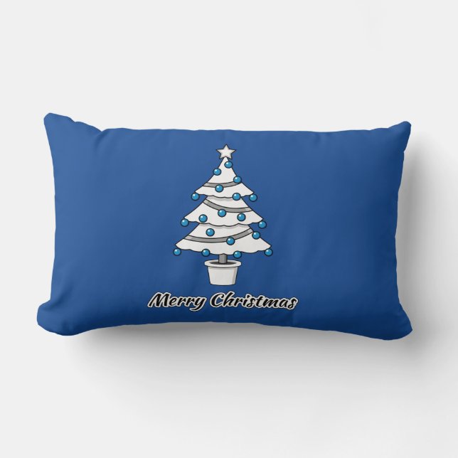 Witte kerstbomen Blauwe Decoraties - Droge Kerstmi Kussen (Voorkant)