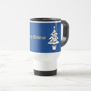 Witte kerstbomen Blauwe Decoraties - Droge Kerstmi Reisbeker