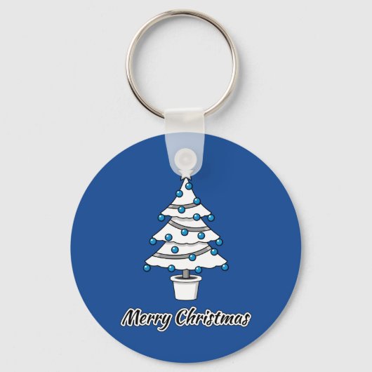 Witte kerstbomen Blauwe Decoraties - Droge Kerstmi Sleutelhanger (Voorkant)