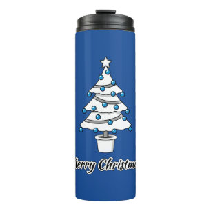 Witte kerstbomen Blauwe Decoraties - Droge Kerstmi Thermosbeker