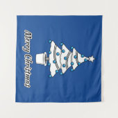 Witte kerstbomen Blauwe Decoraties - Droge Kerstmi Wandkleed (Voorkant (horizontaal))