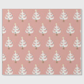 Witte kerstbomen cadeaupapier (Vlak)