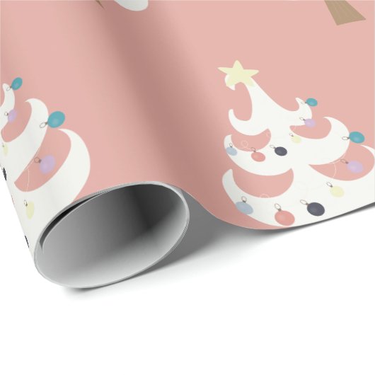 Witte kerstbomen cadeaupapier (Rol Hoek)