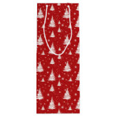 Witte kerstbomen die sneeuwen wijn cadeautas (Achterkant)