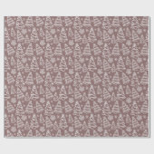 Witte kerstbomen en sneeuwvlokken Kerstmis Cadeaupapier (Vlak)
