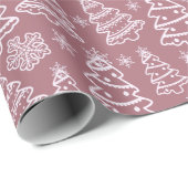 Witte Kerstbomen en Sneeuwvlokken Kerstmis Cadeaupapier (Rol Hoek)