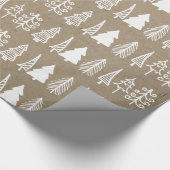Witte kerstbomen Faux Kraft Paper Pattern Cadeaupapier (Hoek)
