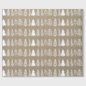 Witte kerstbomen Faux Kraft Paper Pattern Cadeaupapier (Vlak)