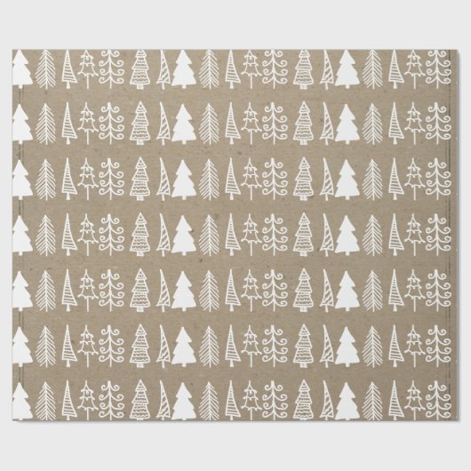 Witte kerstbomen Faux Kraft Paper Pattern Cadeaupapier (Vlak)