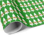Witte kerstbomen Groen omslagpapier Cadeaupapier (Rol Hoek)