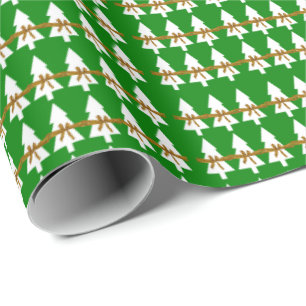Witte kerstbomen Groen omslagpapier Cadeaupapier