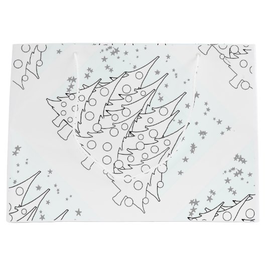 Witte kerstbomen groot cadeauzakje (Voorkant)