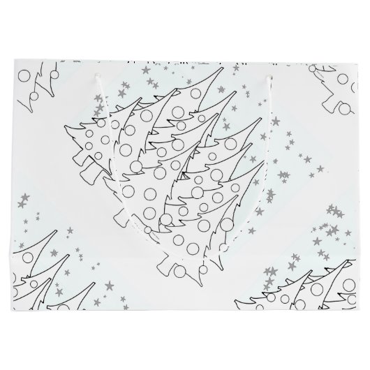 Witte kerstbomen groot cadeauzakje (Achterkant)