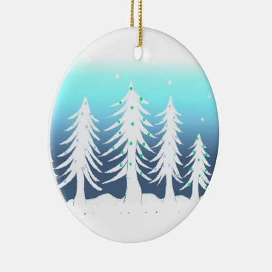 Witte kerstbomen keramisch ornament (Rechts)