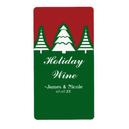 Witte Kerstbomen Kerstfeest Wijnlabel Etiket