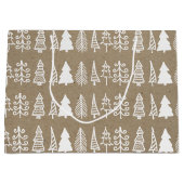 Witte kerstbomen Kraft Paper Holiday Pattern Groot Cadeauzakje (Voorkant)