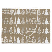 Witte kerstbomen Kraft Paper Holiday Pattern Groot Cadeauzakje (Achterkant)