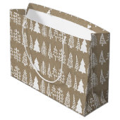 Witte kerstbomen Kraft Paper Holiday Pattern Groot Cadeauzakje (Achterkant Gekanteld)