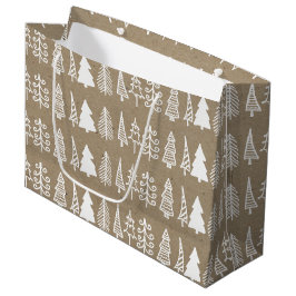 Witte kerstbomen Kraft Paper Holiday Pattern Groot Cadeauzakje
