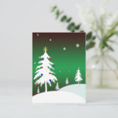 Witte Kerstbomen met Groene Achtergrond Feestdagenkaart (Staand voorkant)