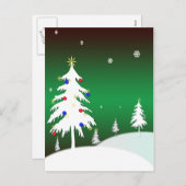 Witte Kerstbomen met Groene Achtergrond Feestdagenkaart (Voorkant / Achterkant)