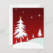 Witte Kerstbomen met Rode Achtergrond Feestdagenkaart (Voorkant / Achterkant)