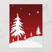 Witte Kerstbomen met Rode Achtergrond Feestdagenkaart (Voorkant)